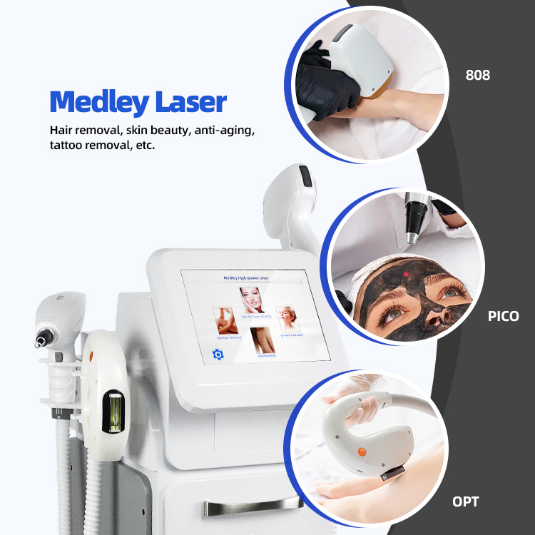 جهاز إزالة الشعر بالليزر التيتانيوم من سوبرا، تجديد البشرة بتقنية IPL، إزالة النمش، تبييض البشرة، ليزر ND YAG، إزالة الوشم بتقنية البيكوسكند، تقشير الكربون، رفع الوجه بتقنية RF