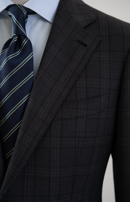 Dark Blue Retro Wool Blazer Men Refreshing Formal Single-Breasted Business Suit Flat Barge Collar Pants Plus Size Fabric Jacket