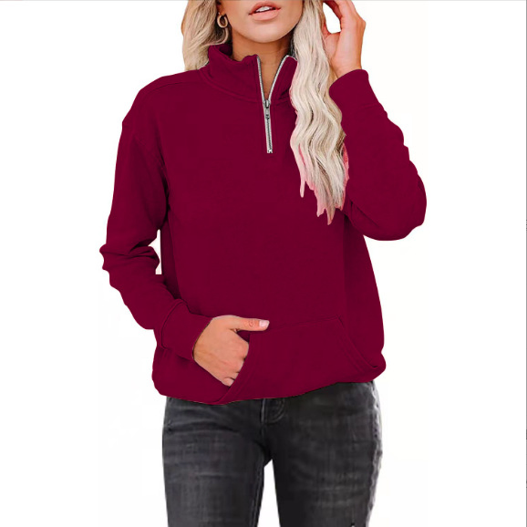 Custom Logo Women's Full Zip Cotton Pullover Hoodie Sweatshirt
