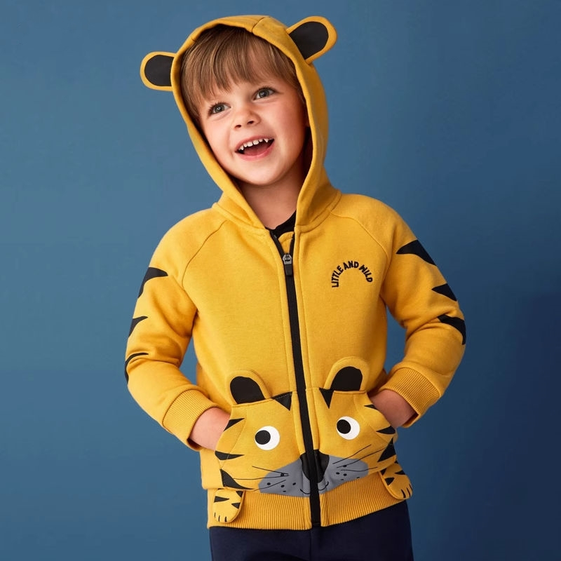 2023 Autumn Lovely Tiger Pattern Outwear Clothing Hoody Kids Baby Boy Zip-Through Sweatshirt