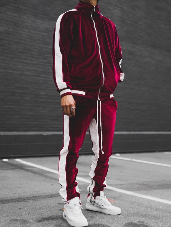 Men sportswear velour tracksuit - Front view