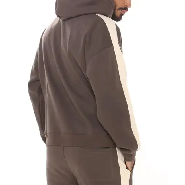 Xunfei OEM Custom Tracksuit Baggy Heavyweight Men Sweatsuit Side Striped Jogger Sweatshirt and Sweatpants Set
