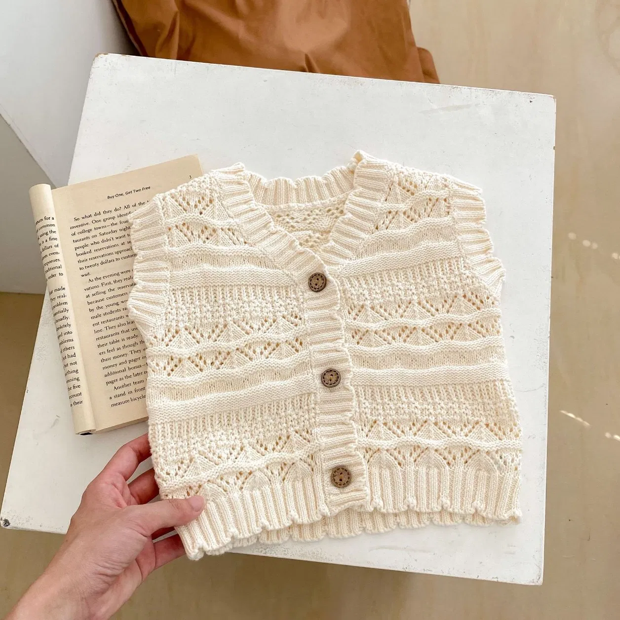 Autumn Infant Kids Boys Girls Sweater Knitwear Spring Clothes Baby Flower V Neck Knitted Cardigan Vest
