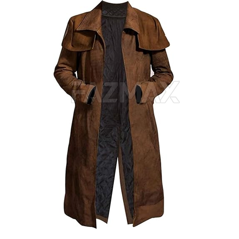 2025 Men Winter Season Long Leather Trench Coat Breathable Eco-Friendly Customizable Loose Fit Wholesale