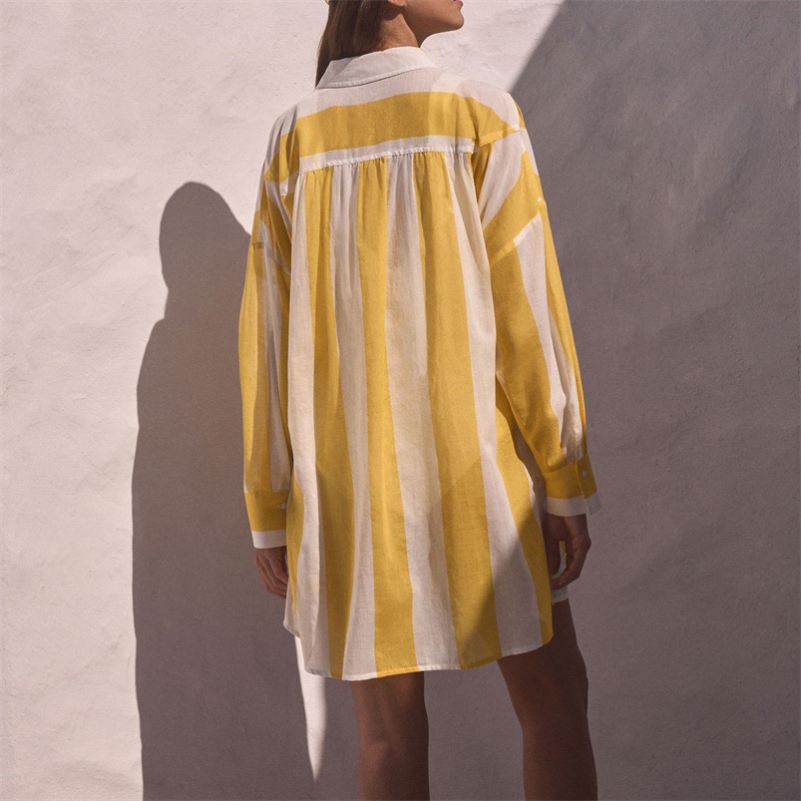 Plus Size Women's Casual Striped Long Sleeve Blouse and Shirts Button Decoration Loose Fit for Spring/Autumn