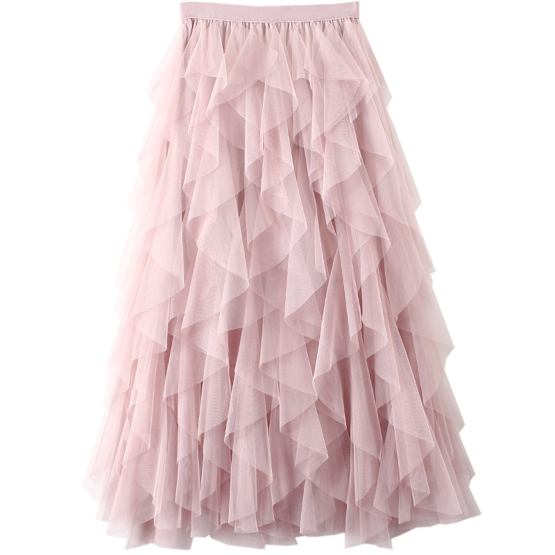 Tulle Skirts Womens Skirts Fashion Elastic High Waist Mesh Tutu Maxi Pleated Long Midi Jupe Women's Skirt