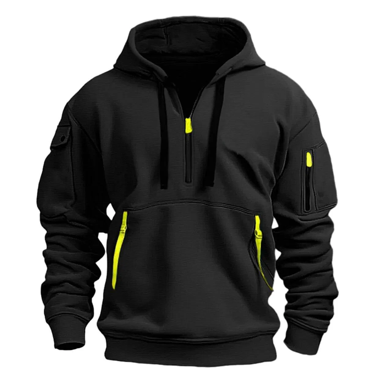 Custom Tactical Men Hoodie Quarter Zip Sweatshirt with Zipper Pockets