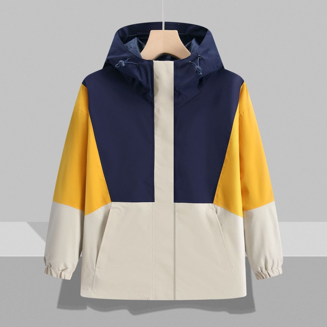 Custom Logo Print Men's Trench Coat with Long Sleeves Windproof and Waterproof Hiking Jacket Comfortable Overcoat