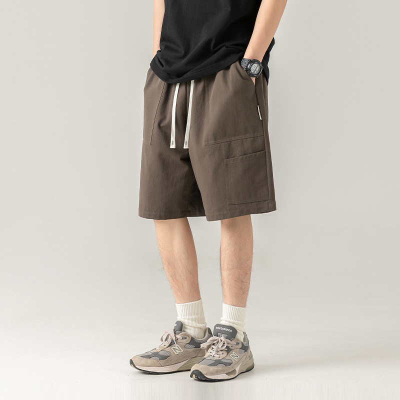 Gelan Men's Casual Cargo Pants Five Quarter Summer Shorts with Custom Cotton Printing Solid Pattern Loose Fit