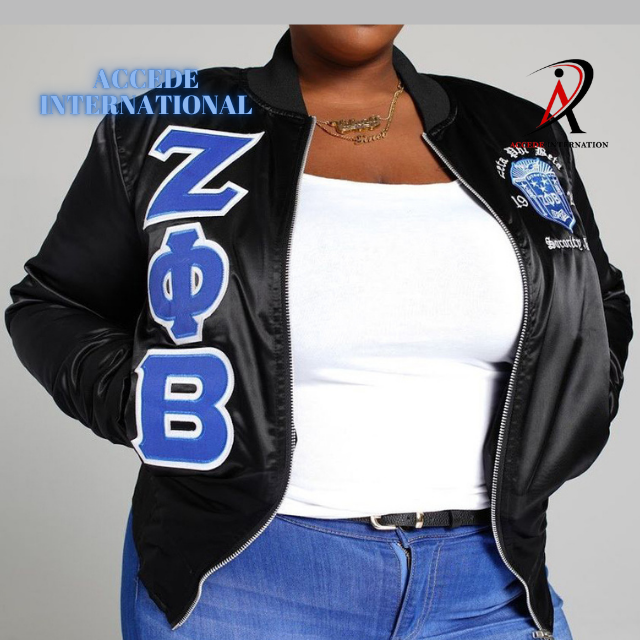 Custom ZPB Centennial Satin Bomber Jacket 100% Polyester Zeta Phi Beta 100th Anniversary Jackets With Embroidered Patch Logo