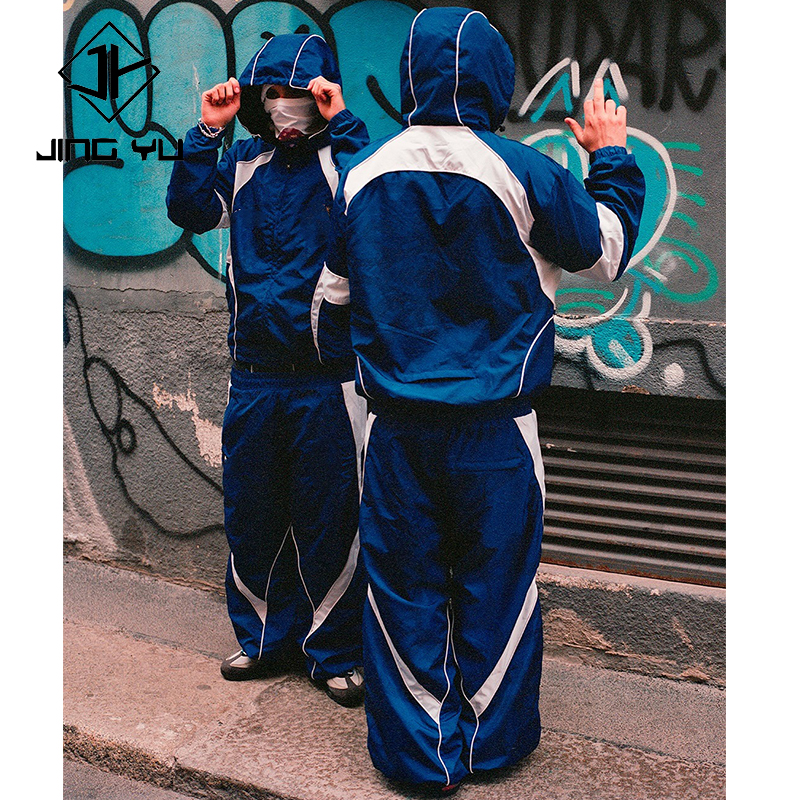 Custom Logo Nylon Windbreaker Tracksuit Joggers Pants Breathable Jacket Two Piece Waterproof Windproof Set Tracksuits for Men