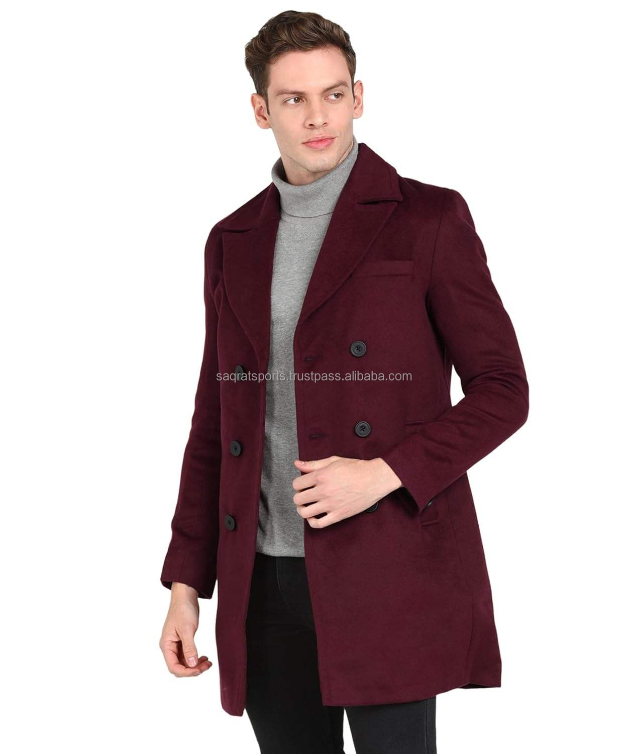 Men Wool Long Coat Detail 6