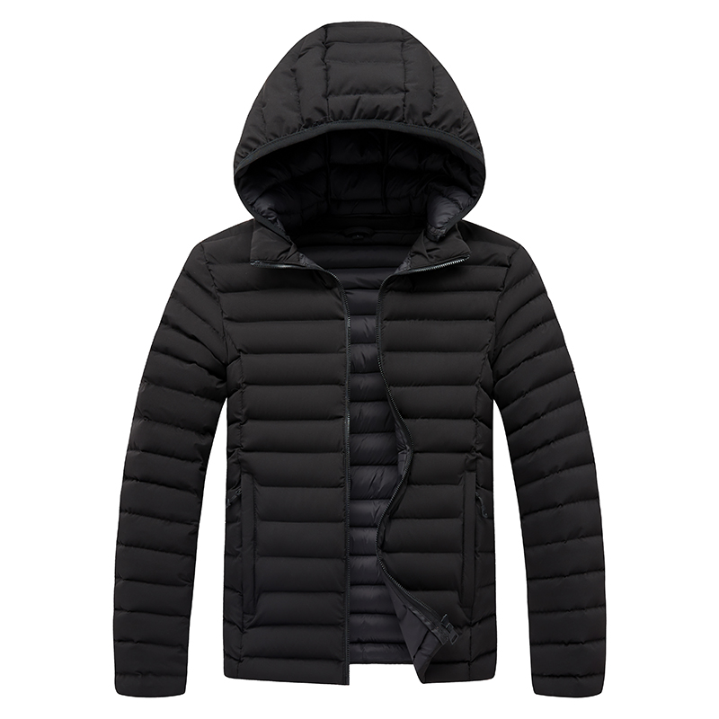 Custom Logo Men's Winter Puffer Jacket Windproof Waterproof Bubble Padded Quilted Down Zipper Closure Casual Parka Plus Size