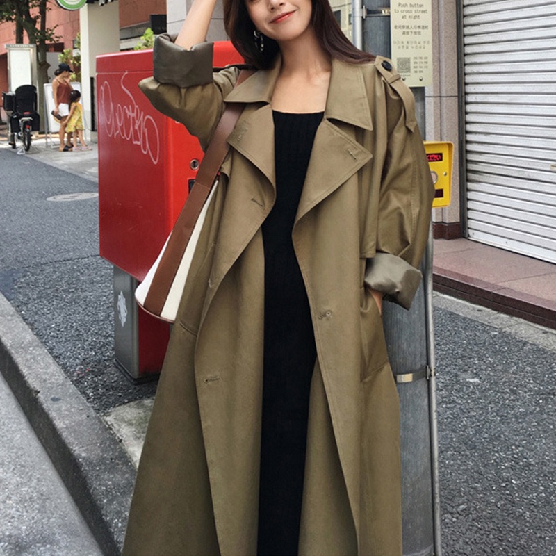 Good Quality Ladies Windproof Jacket With Belt Oversized Windbreaker Spring Coats Long Trench Coat Plus Size Coats