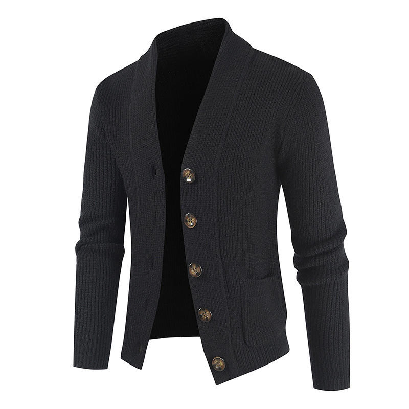 Casual Single Breasted Cardigan Sweater V-Neck Long Sleeve Knitted Mens Cardigans