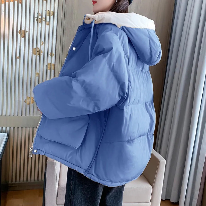 Winter Warm Female Puffer Coat Pocket Solid Parkas Padding Long Sleeve Thick New in Outerwears Hooded Women's Breathable Jacket