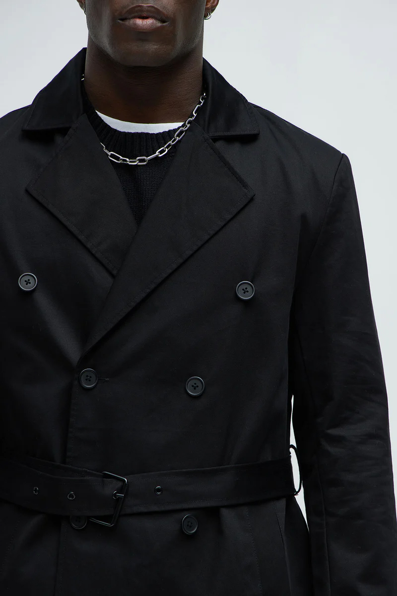 Autumn Winter New Men's Woolen Overcoat Regular Solid Color Standard Thickness Trench Coat Cotton Filled Eco-Friendly Button