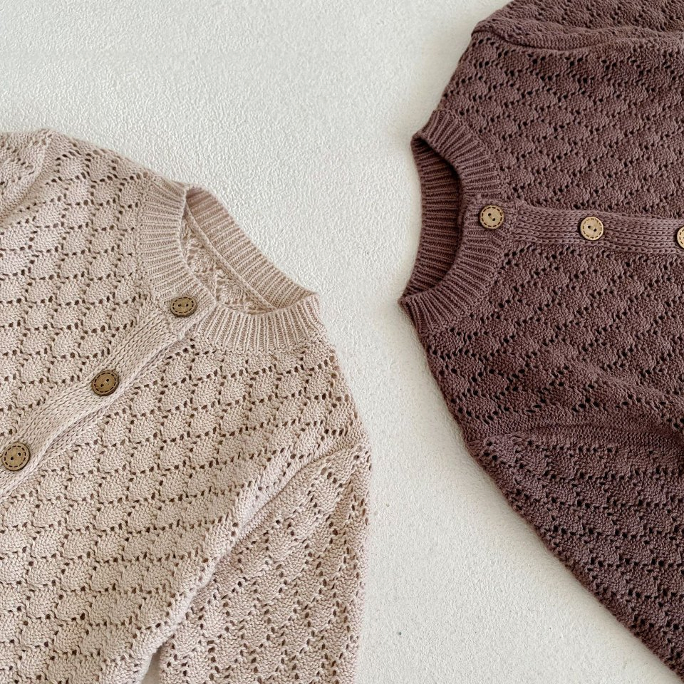 Spring Autumn Boys Girls Baby Fish Scale Knitted Cardigan Cotton Long Sleeve Newborn Sweater