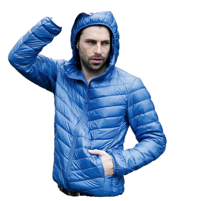 Wholesale Men Winter OEM Custom Logo Eco-Friendly 90% Down Thick Lightweight Sport Puffer Hooded Parkas Casual Insulated Jacket