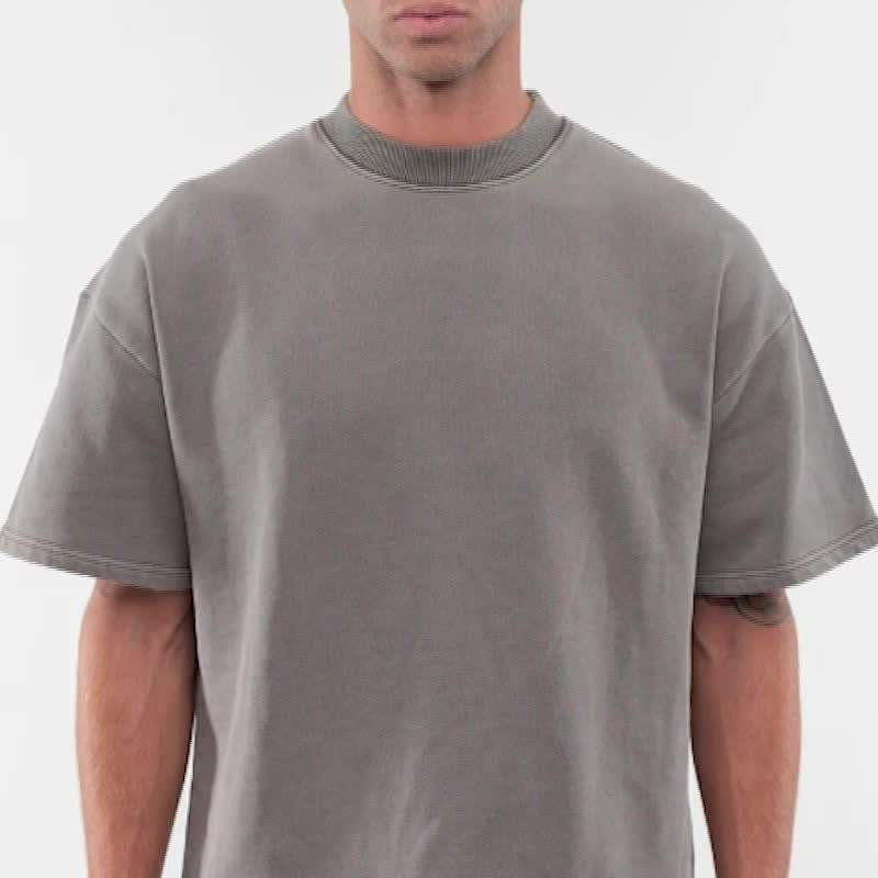 High Quality Men Luxury Custom Heavy 100% Cotton Camisetas Oversize T Shirt Blank Mock Neck Heavyweight Oversized Boxy T Shirt