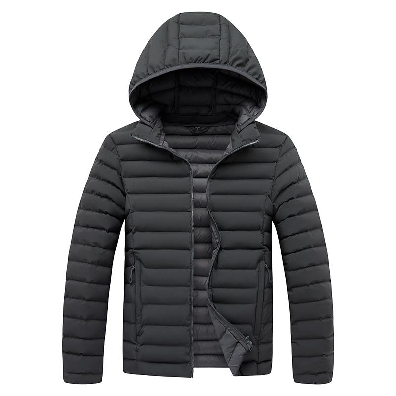 Custom Logo Men's Winter Puffer Jacket Windproof Waterproof Bubble Padded Quilted Down Zipper Closure Casual Parka Plus Size