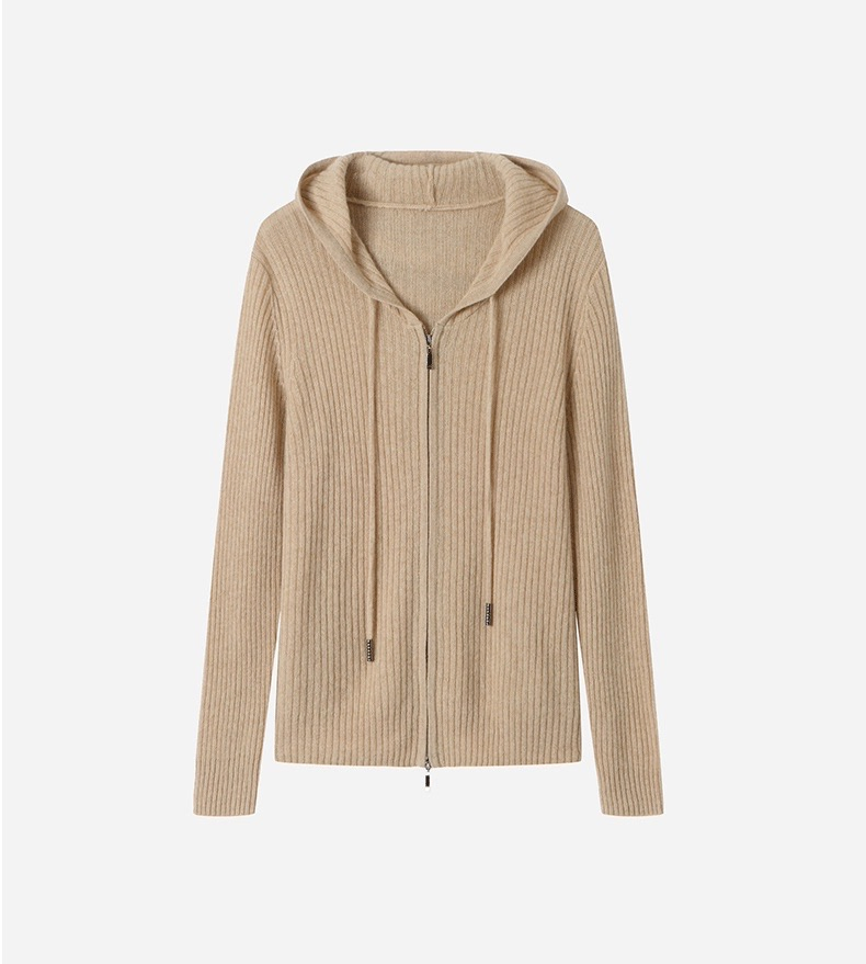 Luxury Hooded Fit Slim with Wide Sleeves Opening Design Customized Cashmere Women's Knit Cardigan for Summer Spring Wear Wholesale Jumpsuit Jacket Knit Sweater