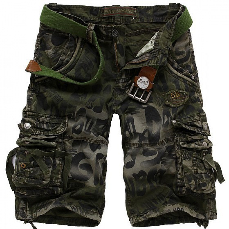 2026 Foreign Trade Cargo Pants New Style Shorts Camouflage Multi-Pocket Workwear Style 5/10 Loose Large Size Zipper Fly Mid