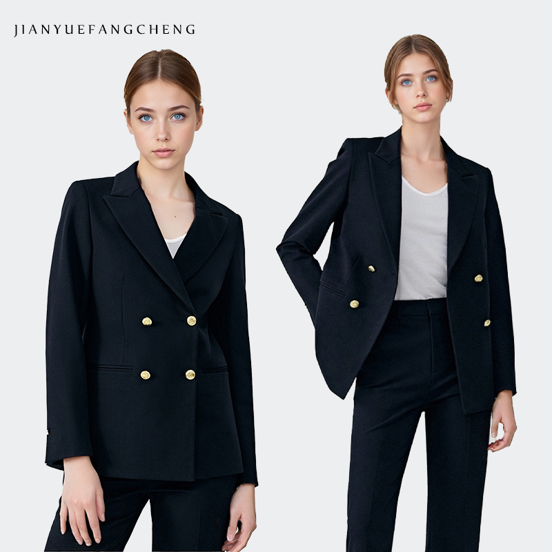 OEM&ODM Classic Minimal Double Breasted Notched Collar Oversized Fit Office Lady Formal Business Wear Women Blazer Suit Jacket
