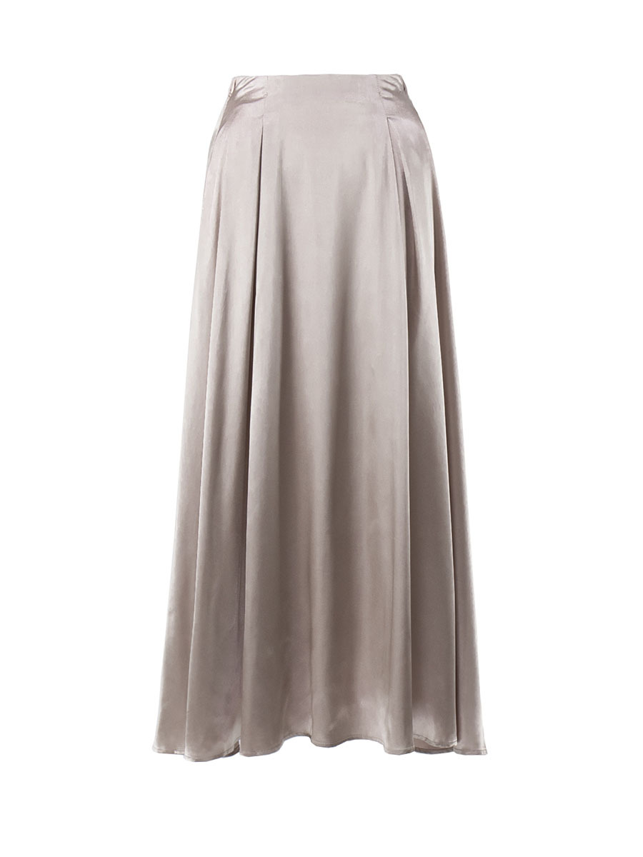 Women's Retro Satin High Waist Maxi Skirt - Flowy A-Line Midi Skirt for Elegant Daily &amp; Formal Occasions