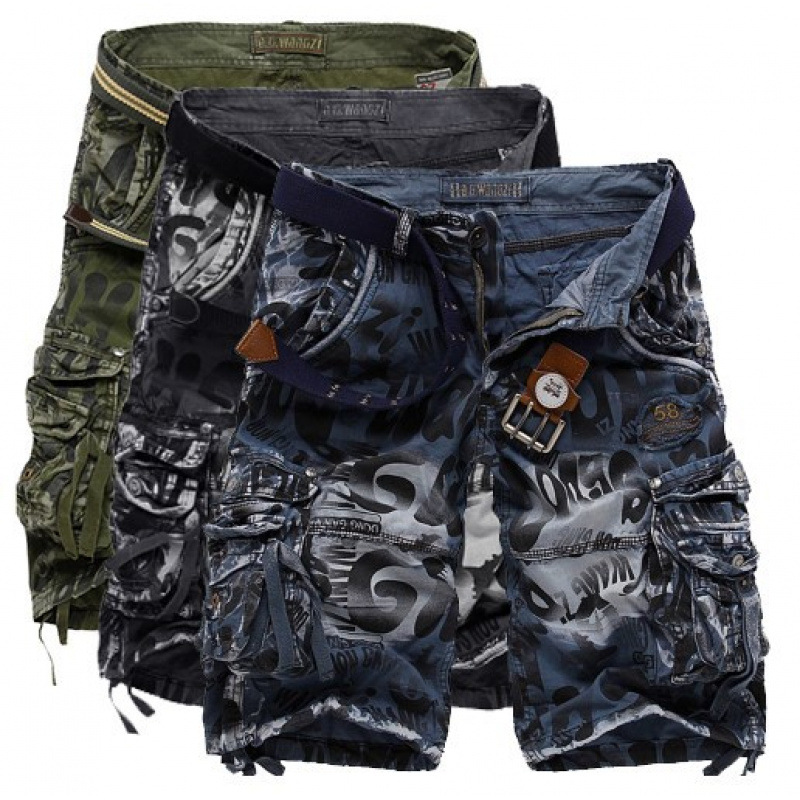 2026 Foreign Trade Cargo Pants New Style Shorts Camouflage Multi-Pocket Workwear Style 5/10 Loose Large Size Zipper Fly Mid