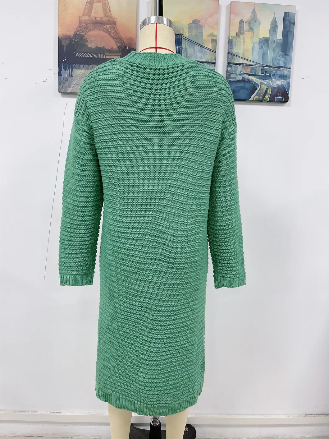 Women Autumn Winter Long Knitwear Casual Classic Solid Color Long Sweater Cardigan