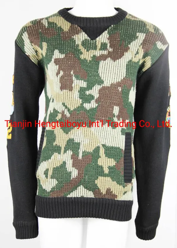 Navy Blue Cardigan-Od Green Jersey-Tactical Acrylic Pullover-Camouflage Wool Sweater