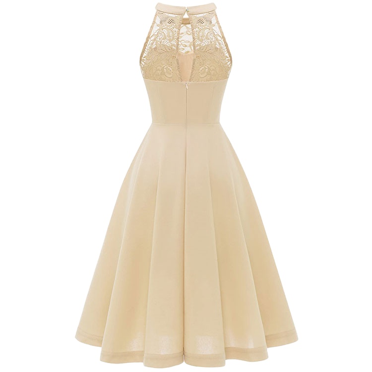 OEM Service Wholesale Elegant Ladies Lace Detail Cocktail Party Dress Customized Women Summer Evening A-line Dresses