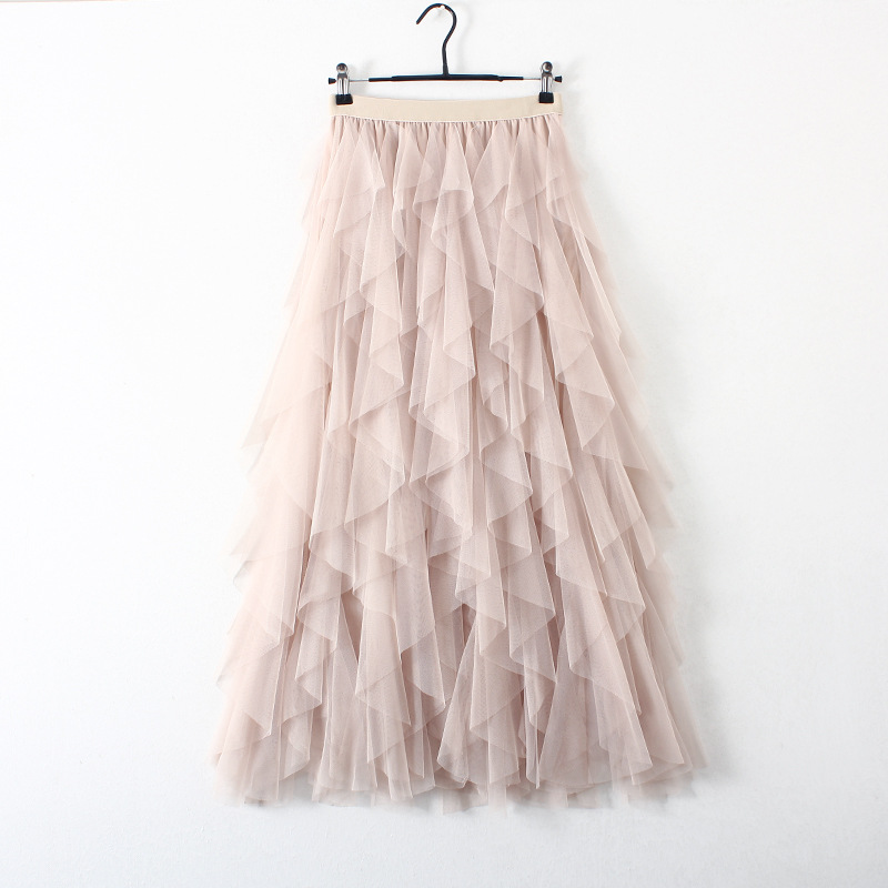 Tulle Skirts Womens Skirts Fashion Elastic High Waist Mesh Tutu Maxi Pleated Long Midi Jupe Women's Skirt