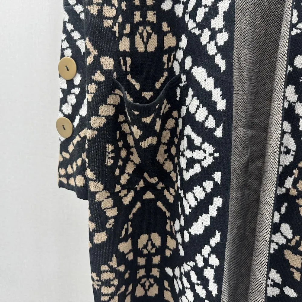 Women's Geometric Figure Design Knit Cardigan Coat Sweater Casual Style Winter Wear