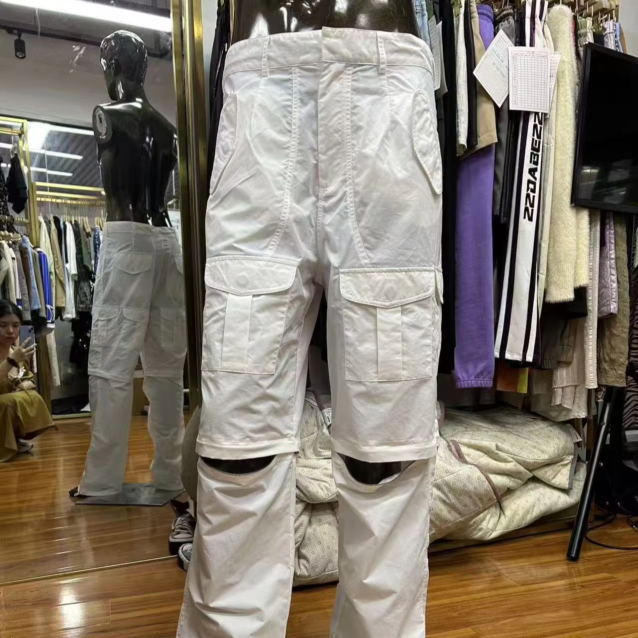 YUCHEN Manufacturer Custom Cargo Pants 100% Cotton Baggy Wide Leg Pants Detachable Zipper Shorts 6 Pocket Cargo Pants