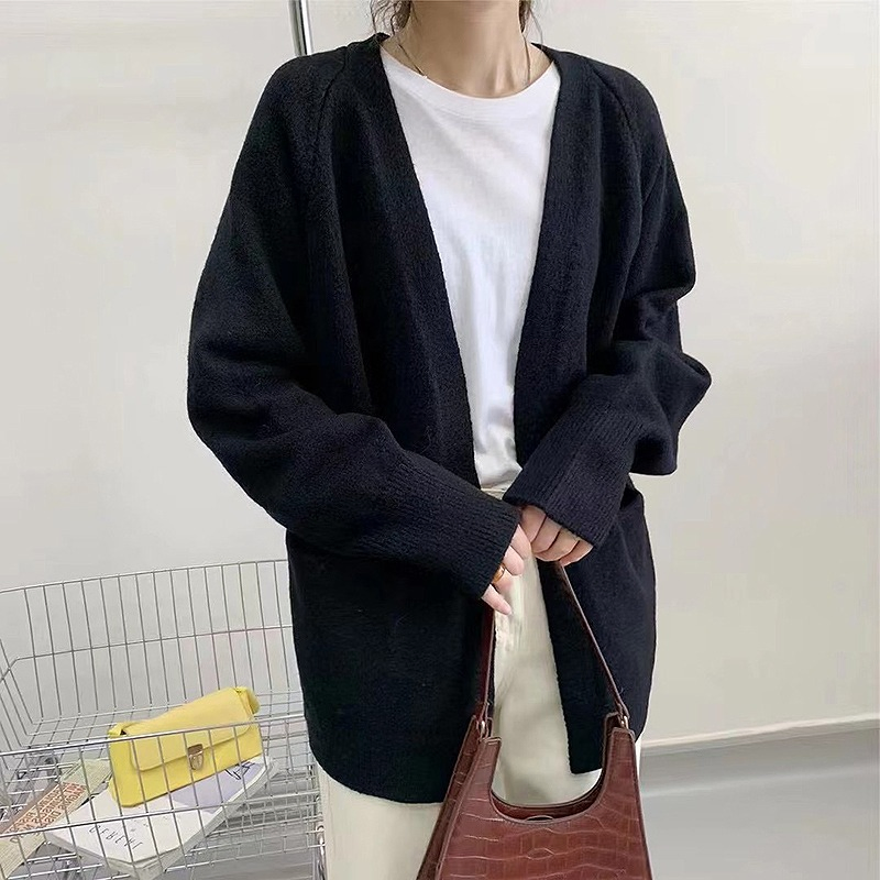 Nnr Solid Cable Knit V Neck Button Through Women's MIDI Cardigan Sweater for Lady
