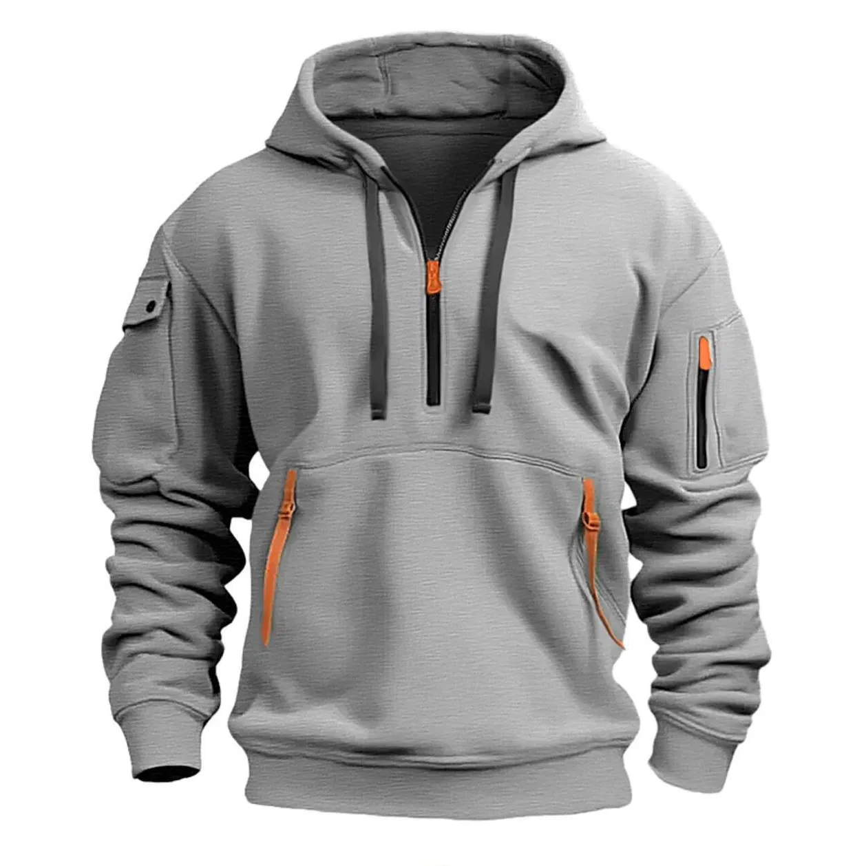 Custom Tactical Men Hoodie Quarter Zip Sweatshirt with Zipper Pockets