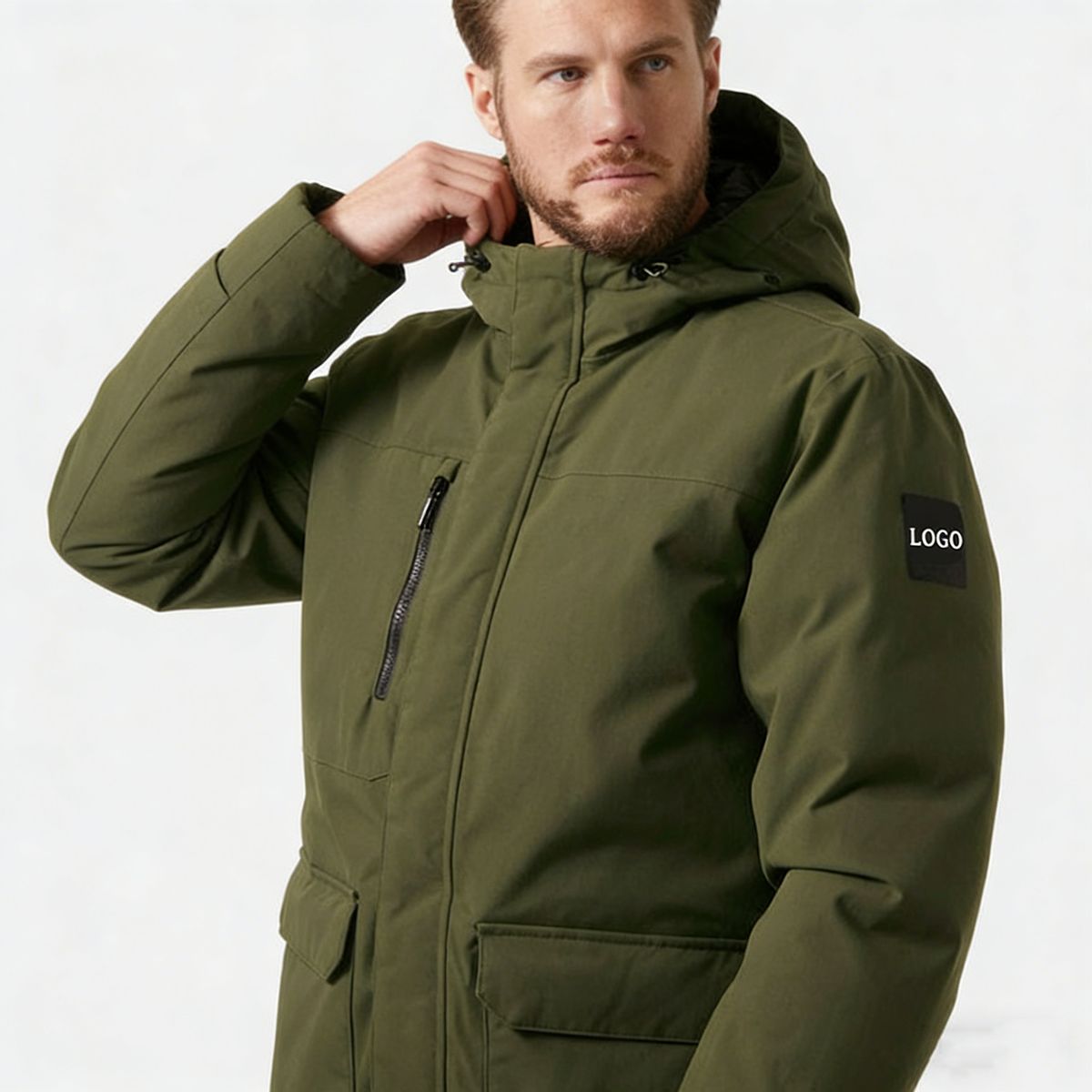 Custom Print Logo 3 In 1 Cotton Down Lined Parka Jacket Hooded High Quality Men Big Pocket Detachable Inner Core Windproof Coat