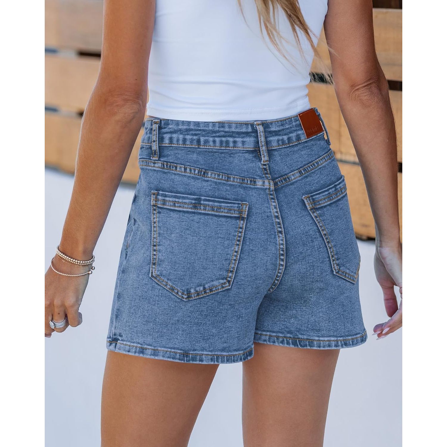 2025 Trendy High Waisted Stretchy Denim Midi and Maxi Skorts for Women Casual Patch Pocket Mini Skirt Shorts