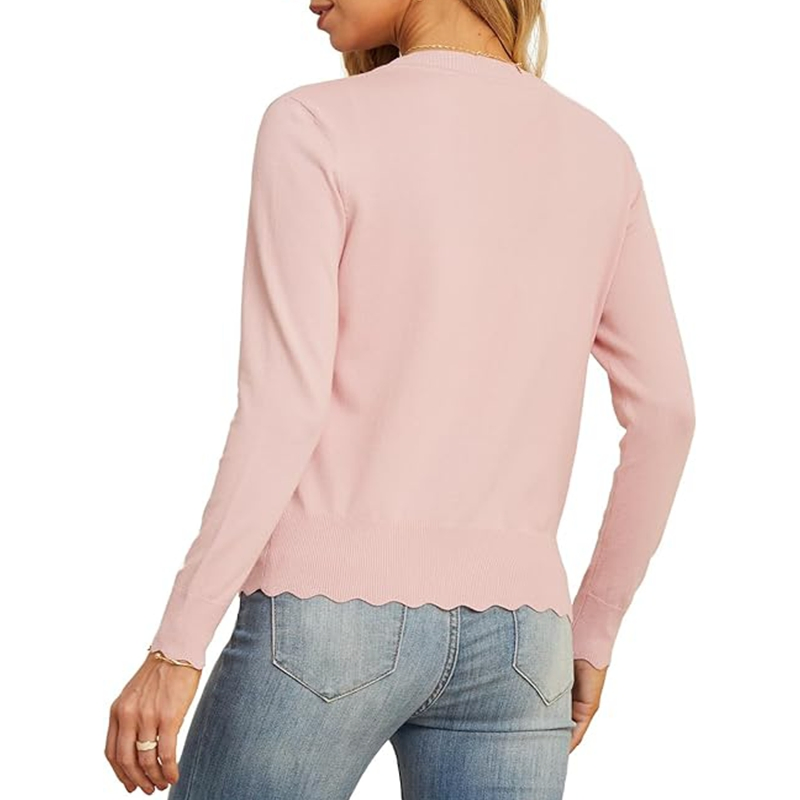 Women's Long Sleeve V-Neck Button Down Cardigan Knit Shrugs Sweater