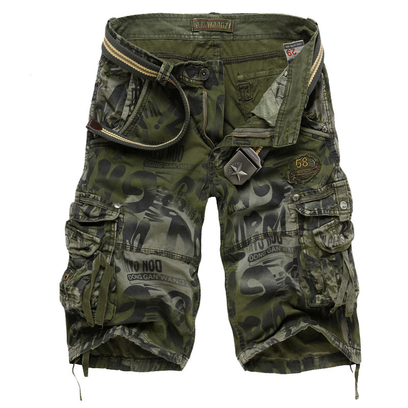 2026 Foreign Trade Cargo Pants New Style Shorts Camouflage Multi-Pocket Workwear Style 5/10 Loose Large Size Zipper Fly Mid