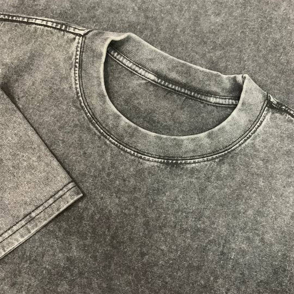 DTG Printing Vintage Acid Washed Color T-shirt Oversized Men Acid Washed Tshirt Faded T Shirt Puff And DTG Printing Puff For Men