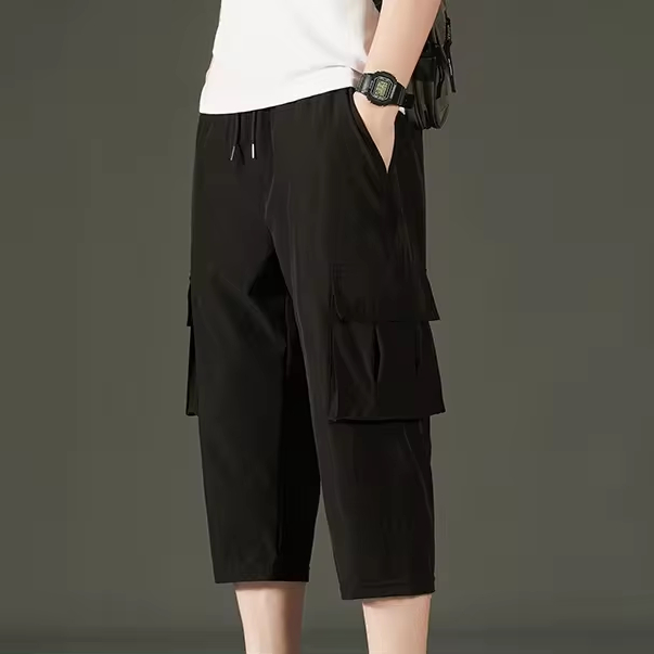 ANSZKTN Summer New Men's Casual Sports Pants Ice Spring Spring on All Sides Fast-drying Trend Cargo Pants Small Running Shorts