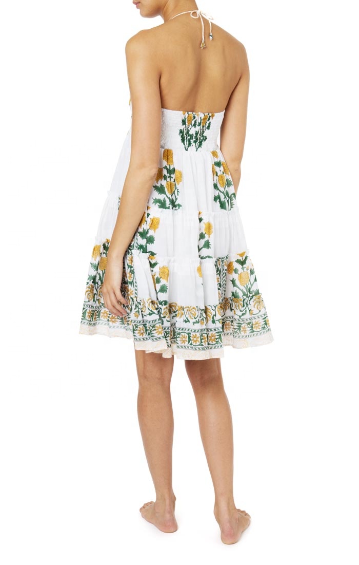 Cheeky Cocktail Dress Perfect For Evenings Parties Floral Print Removable Halter Neck Sexy Women Tunic