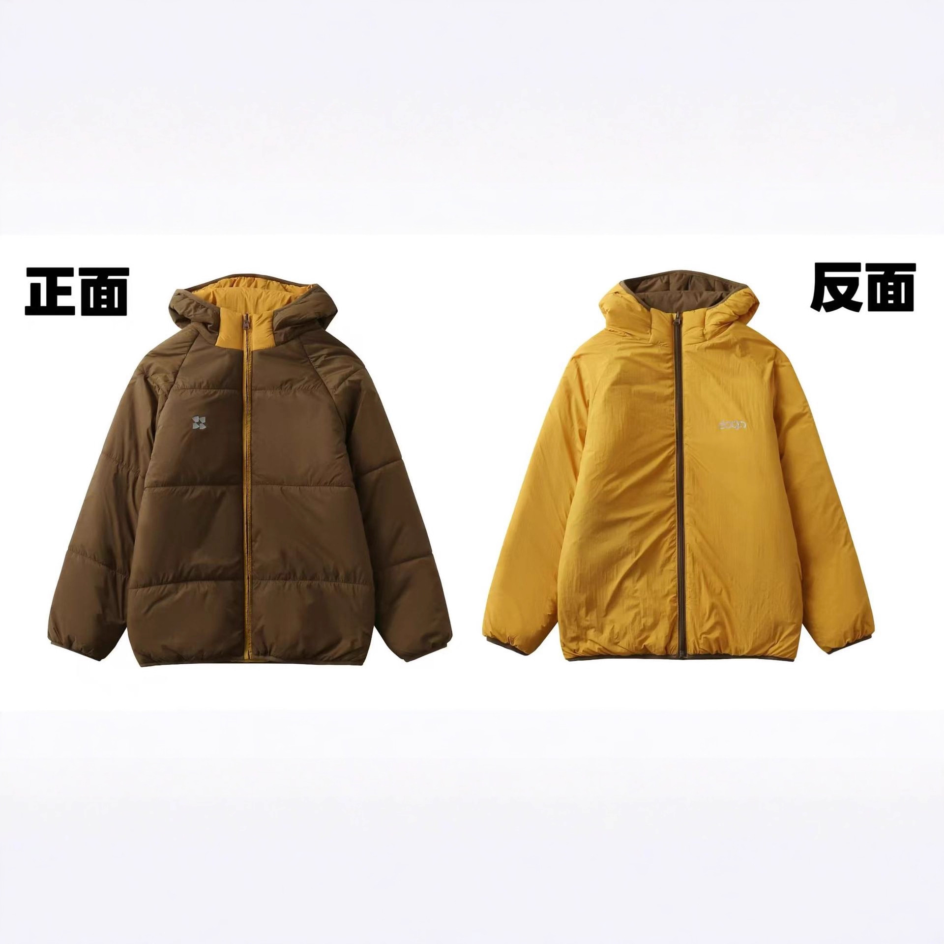 Autumn Winter Double-sided Couple Warm Cotton Spandex Hooded Thick Blazer Jacket with Full Sleeves Button-Up Collar 3D Pattern