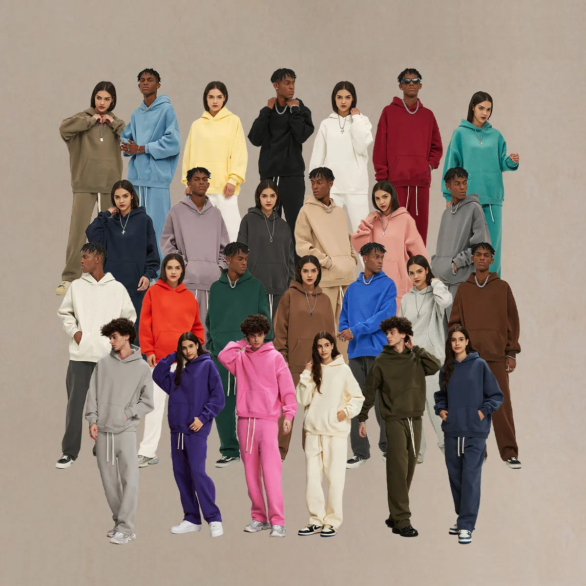 52% Cotton 48% Polyester Loose Fleece 350g Casual Oversize Thick Hoodies&Sweatshirts