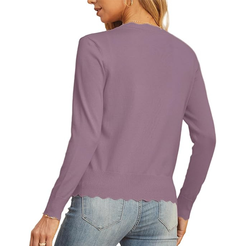 Women's Long Sleeve V-Neck Button Down Cardigan Knit Shrugs Sweater