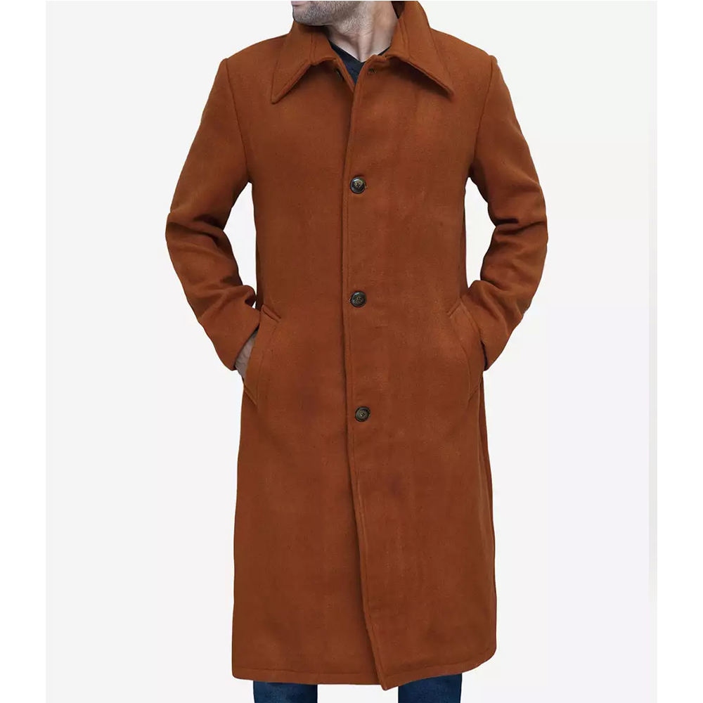 Elegant Men's Wool Blend Trench Coat Winter Jacket Warm Long Overcoat for Autumn Streetwear Casual Formal Outerwear Wholesale