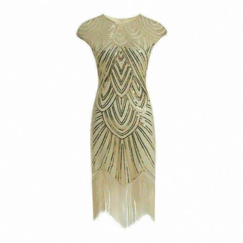Great Gatsby Flapper Dress for Plus Size 1920s Sequin Fringed Cocktail Party Costume with Empire Waistline Tassel Decoration